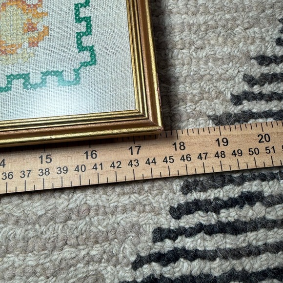 Vintage Framed Cross Stitch Sampler Friendship Poem Floral Roses Gold Frame 1977 - Picture 12 of 12